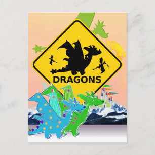 Niedliche Cartoon Dragons Postkarte