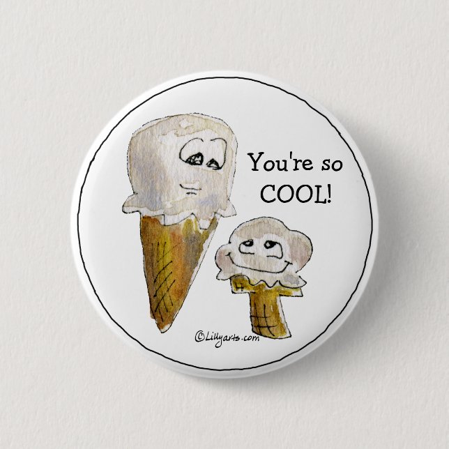 Niedliche Cartoon-Eiscreme-Kegel Button (Vorderseite)