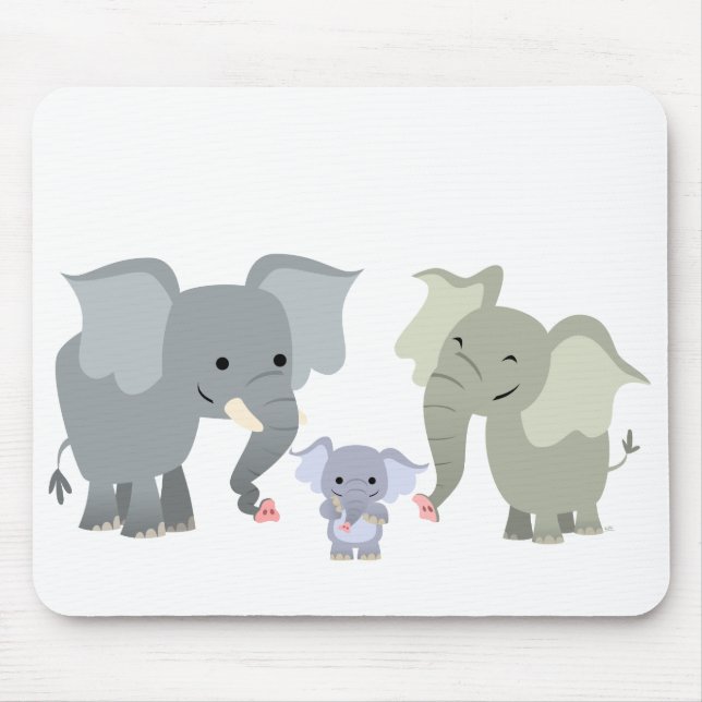 Niedliche Cartoon-Elefant-Familie Mousepad (Vorne)