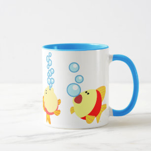Niedliche Cartoon-Fisch-Tasse mit Blasen Tasse