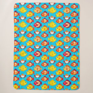 Niedliche Cartoon-Fische und Krabben in hellen Far Sherpadecke