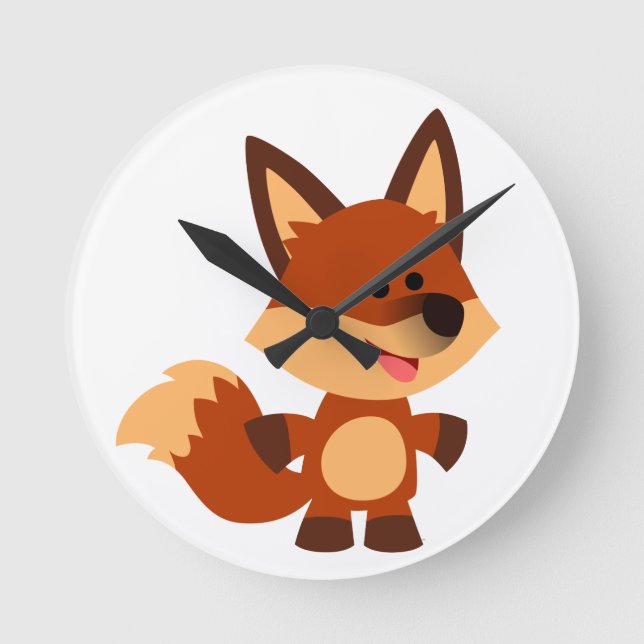 Niedliche Cartoon-Fox-Wall-Uhr Runde Wanduhr (Vorderseite)