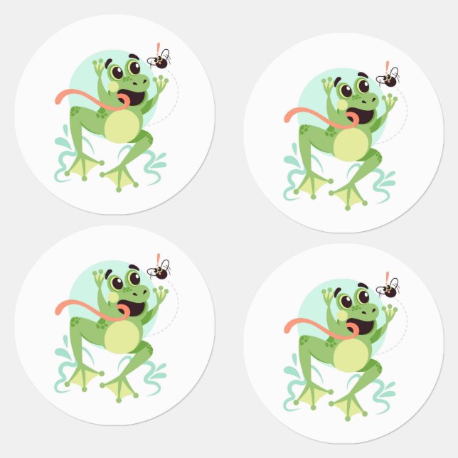 Niedliche Cartoon Frogs Labels Etiketten (Gruppe)