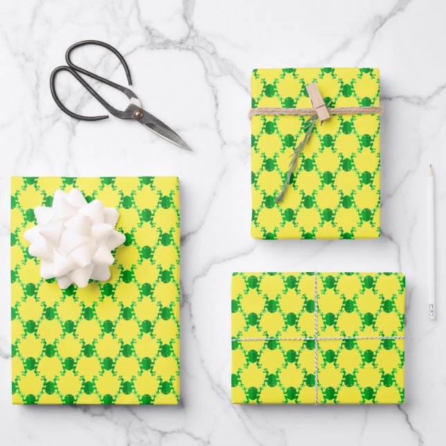 Niedliche Cartoon Frosch Geschenkpapier Set (Vorderseite)