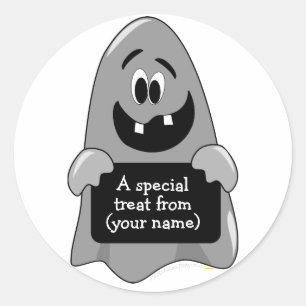 Niedliche Cartoon Ghost Halloween, benutzerdefinie Runder Aufkleber