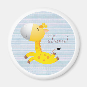 Niedliche Cartoon-Giraffen-personalisiertes Blaues Magnet