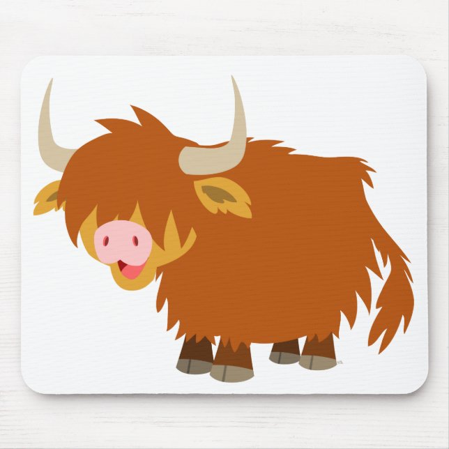 Niedliche Cartoon-Hochland-Kuh Mousepad (Vorne)