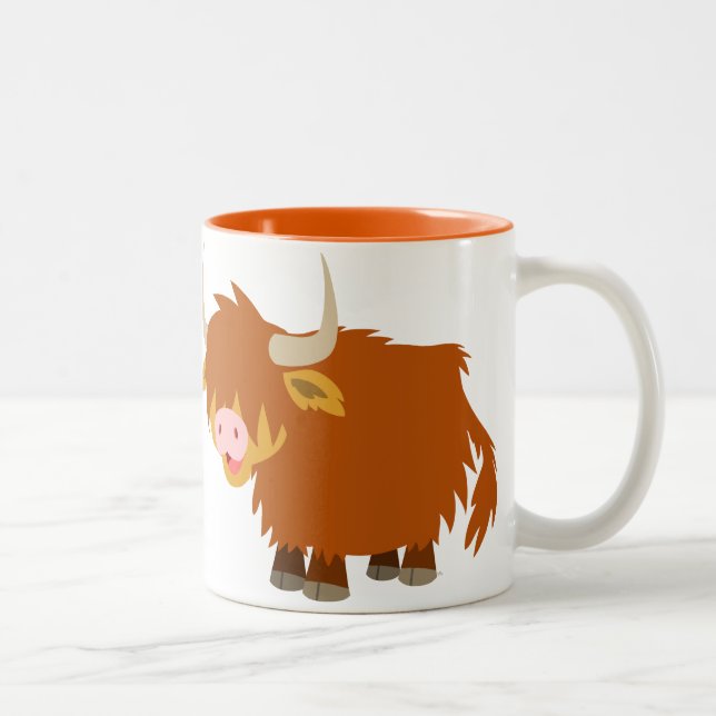 Niedliche Cartoon-Hochland-Kuh-Tasse Zweifarbige Tasse (Rechts)