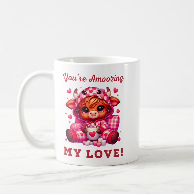 Niedliche Cartoon Hochlandkuh Kaffeetasse (Links)