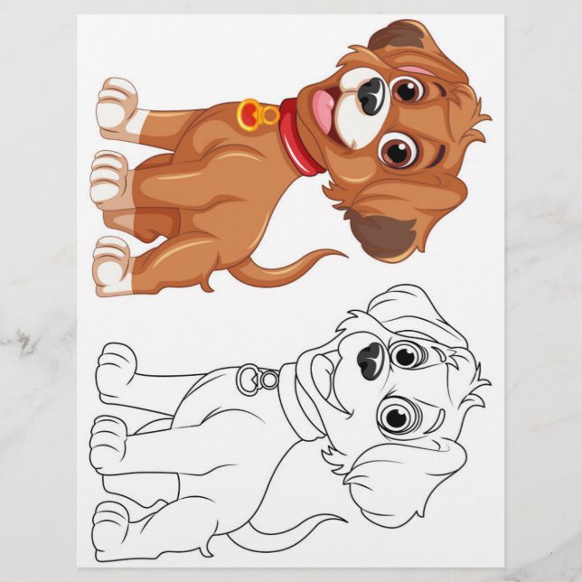 Niedliche Cartoon-Hundeinfärbungsseite Flyer (Vorne)