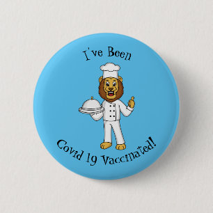 Niedliche Cartoon-Illustration für Löwen-Koch Button