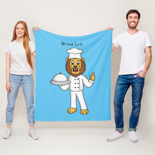 Niedliche Cartoon-Illustration für Löwen-Koch Fleecedecke (Beispiel)