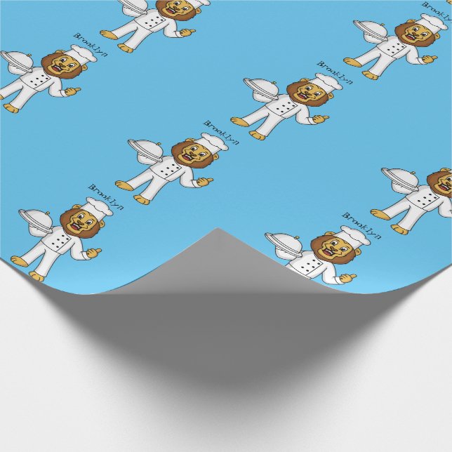 Niedliche Cartoon-Illustration für Löwen-Koch Geschenkpapier (Ecke)
