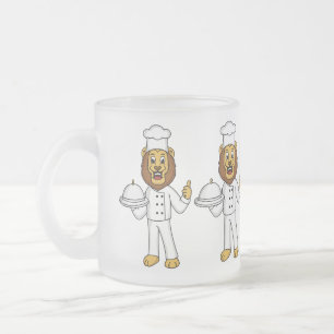 Niedliche Cartoon-Illustration für Löwen-Koch Mattglastasse