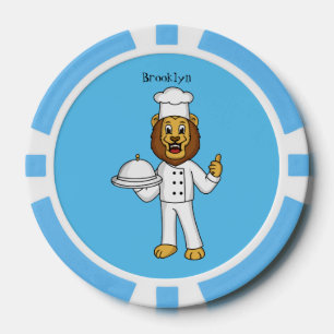 Niedliche Cartoon-Illustration für Löwen-Koch Pokerchips