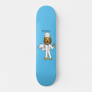 Niedliche Cartoon-Illustration für Löwen-Koch Skateboard