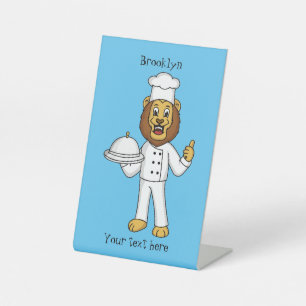 Niedliche Cartoon-Illustration für Löwen-Koch Sockelschild