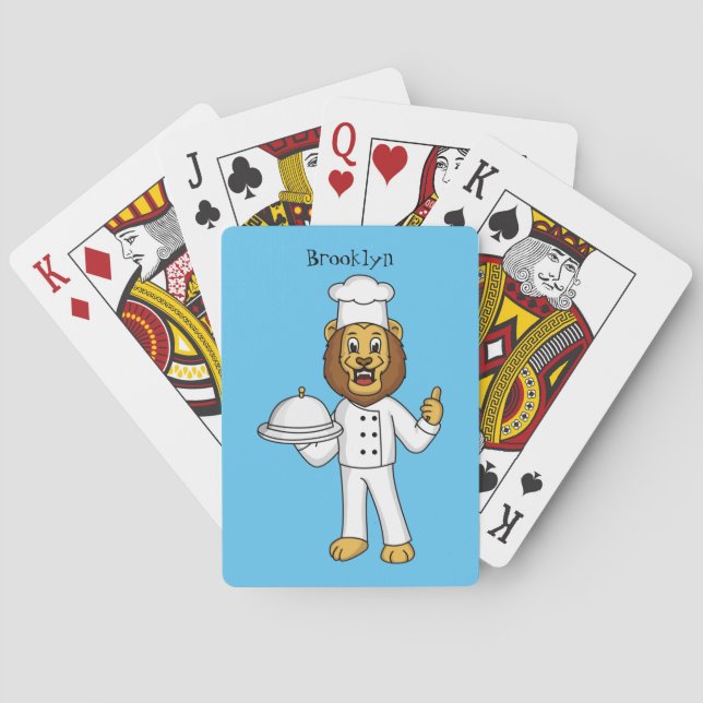 Niedliche Cartoon-Illustration für Löwen-Koch Spielkarten (Rückseite)