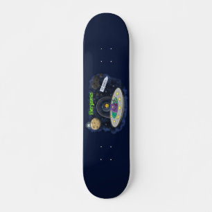 Niedliche Cartoon-Illustration über Fische im Wel Skateboard