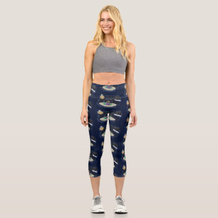 Niedliche Cartoon-Illustration über Fische im Welt Capri Leggings