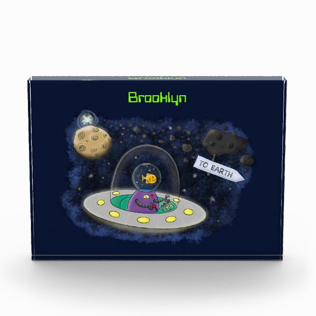 Niedliche Cartoon-Illustration über Fische im Welt Fotoblock (Vorderseite)