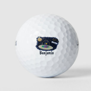Niedliche Cartoon-Illustration über Fische im Welt Golfball