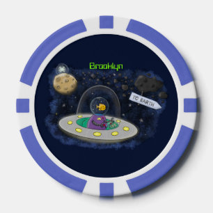 Niedliche Cartoon-Illustration über Fische im Welt Pokerchips