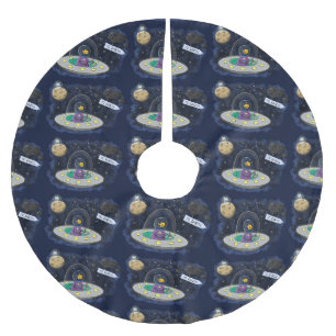 Niedliche Cartoon-Illustration über Fische im Welt Polyester Weihnachtsbaumdecke