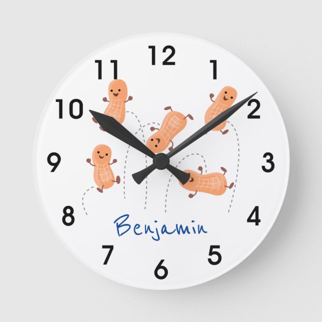 Niedliche Cartoon-Illustration über glückliche Spr Runde Wanduhr (Vorderseite)