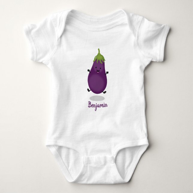 Niedliche Cartoon-Illustration von Auberginen Baby Strampler (Vorderseite)