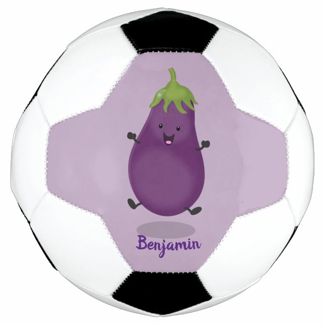Niedliche Cartoon-Illustration von Auberginen Fußball (Vorderseite)