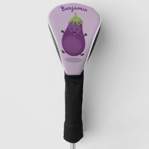 Niedliche Cartoon-Illustration von Auberginen Golf Headcover