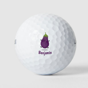 Niedliche Cartoon-Illustration von Auberginen Golfball