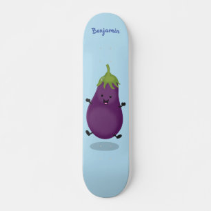 Niedliche Cartoon-Illustration von Auberginen Skateboard