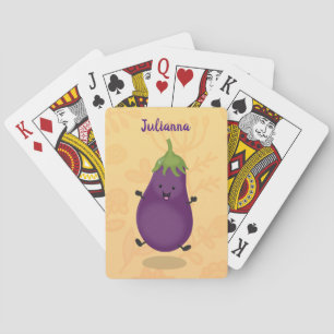 Niedliche Cartoon-Illustration von Auberginen Spielkarten