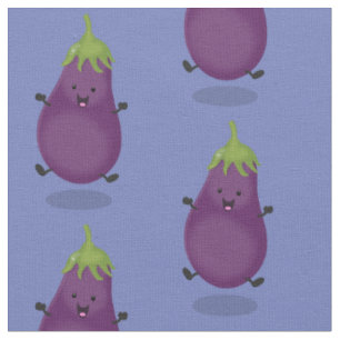 Niedliche Cartoon-Illustration von Auberginen Stoff