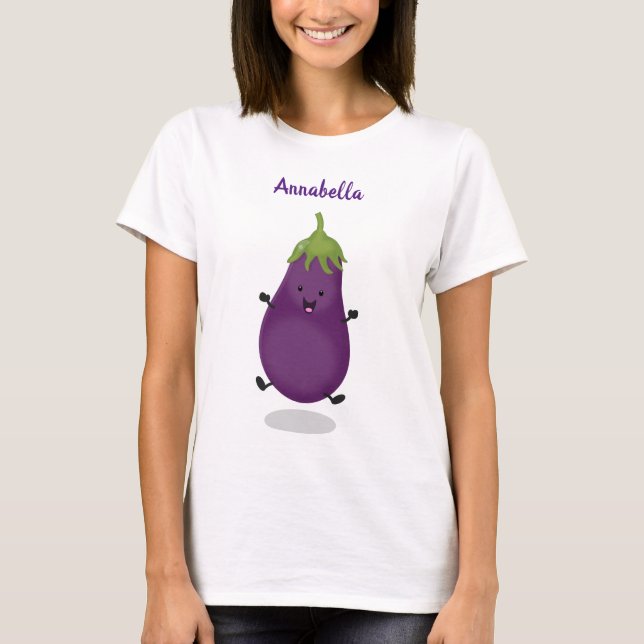 Niedliche Cartoon-Illustration von Auberginen T-Shirt (Vorderseite)