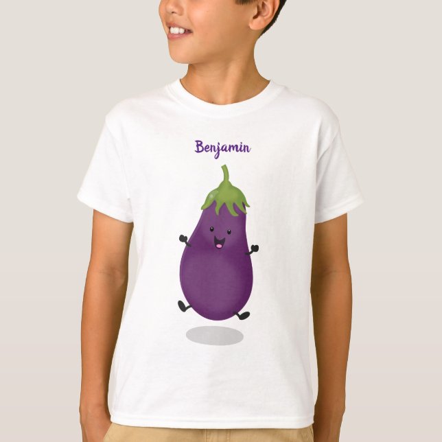 Niedliche Cartoon-Illustration von Auberginen T-Shirt (Vorderseite)