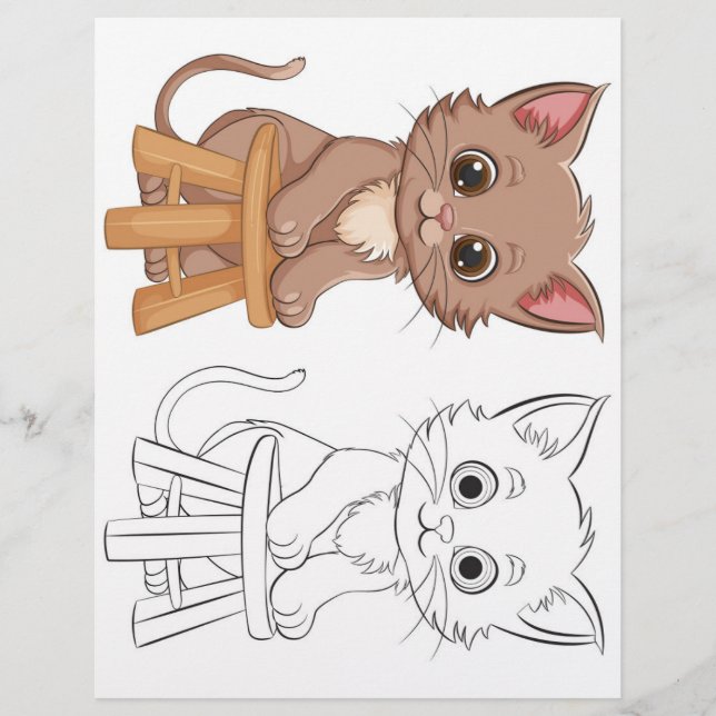 Niedliche Cartoon-Katze-Farbseite (Vorderseite)
