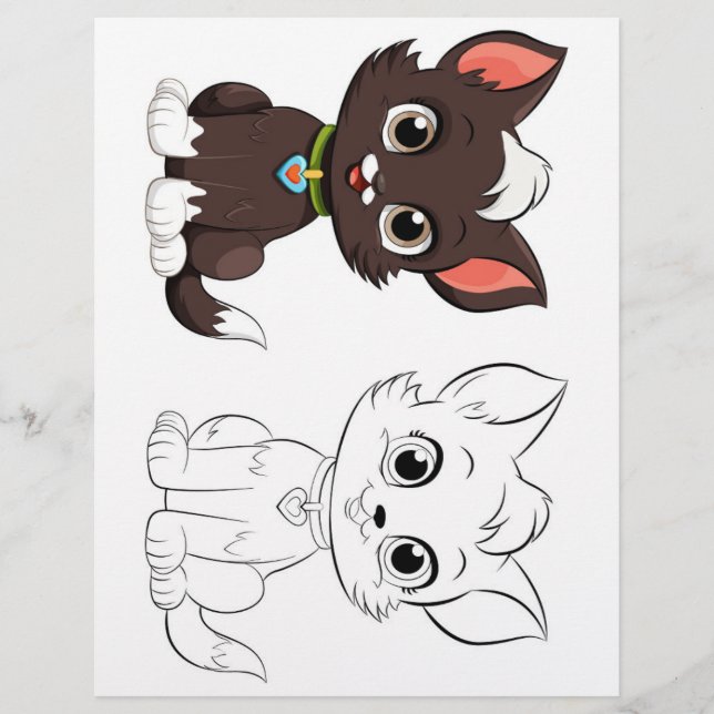 Niedliche Cartoon-Katze-Farbseite (Vorderseite)