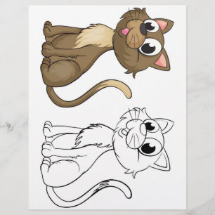 Niedliche Cartoon-Katze-Farbseite Flyer