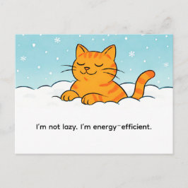 Niedliche Cartoon-Katze ruht im Winterschnee Postkarte