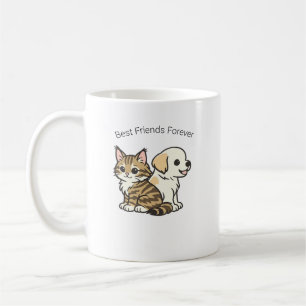 Niedliche Cartoon-Katze und Hund beste Freunde Ker Kaffeetasse