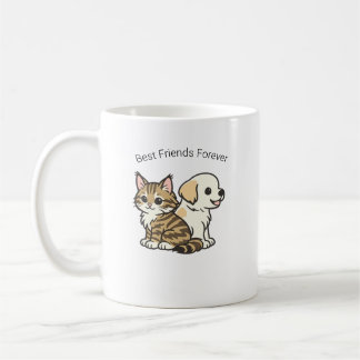 Niedliche Cartoon-Katze und Hund beste Freunde Ker Kaffeetasse