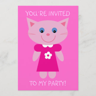 Niedliche Cartoon-Katzen-laden hübsches rosa Einladung