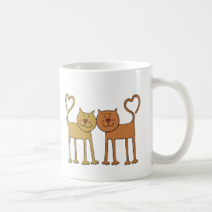 Niedliche Cartoon-Katzen mit den Schwänzen gekurv Kaffeetasse