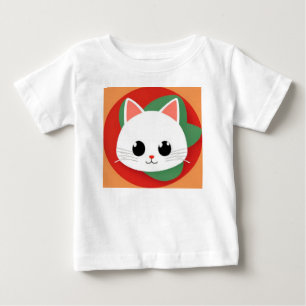 Niedliche Cartoon-Katzenfläche mit fett grafischem Baby T-shirt