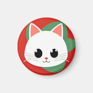Niedliche Cartoon-Katzenfläche mit fett grafischem Magnet