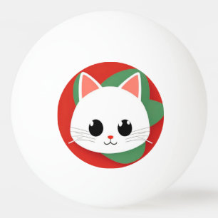 Niedliche Cartoon-Katzenfläche mit fett grafischem Tischtennisball