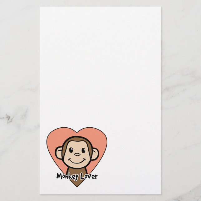 Niedliche Cartoon-Klipp-Kunst-Lächeln-Affe-Liebe Briefpapier (Vorderseite)